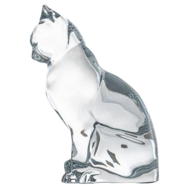 Baccarat Signed Crystal Glass Sitting Cat Sculpture, France