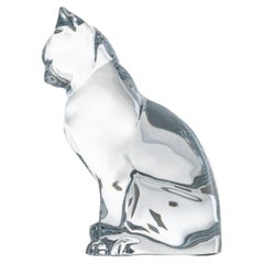 Baccarat Signed Crystal Glass Sitting Cat Sculpture, France