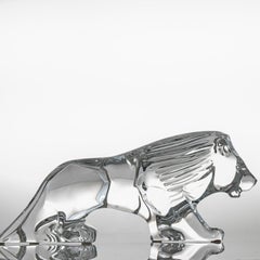 Baccarat Signed Crystal Lion Sculpture, France