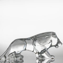 Baccarat Signed Crystal Lion Sculpture, France