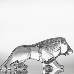 Sculpture Lion en cristal signée Baccarat, France