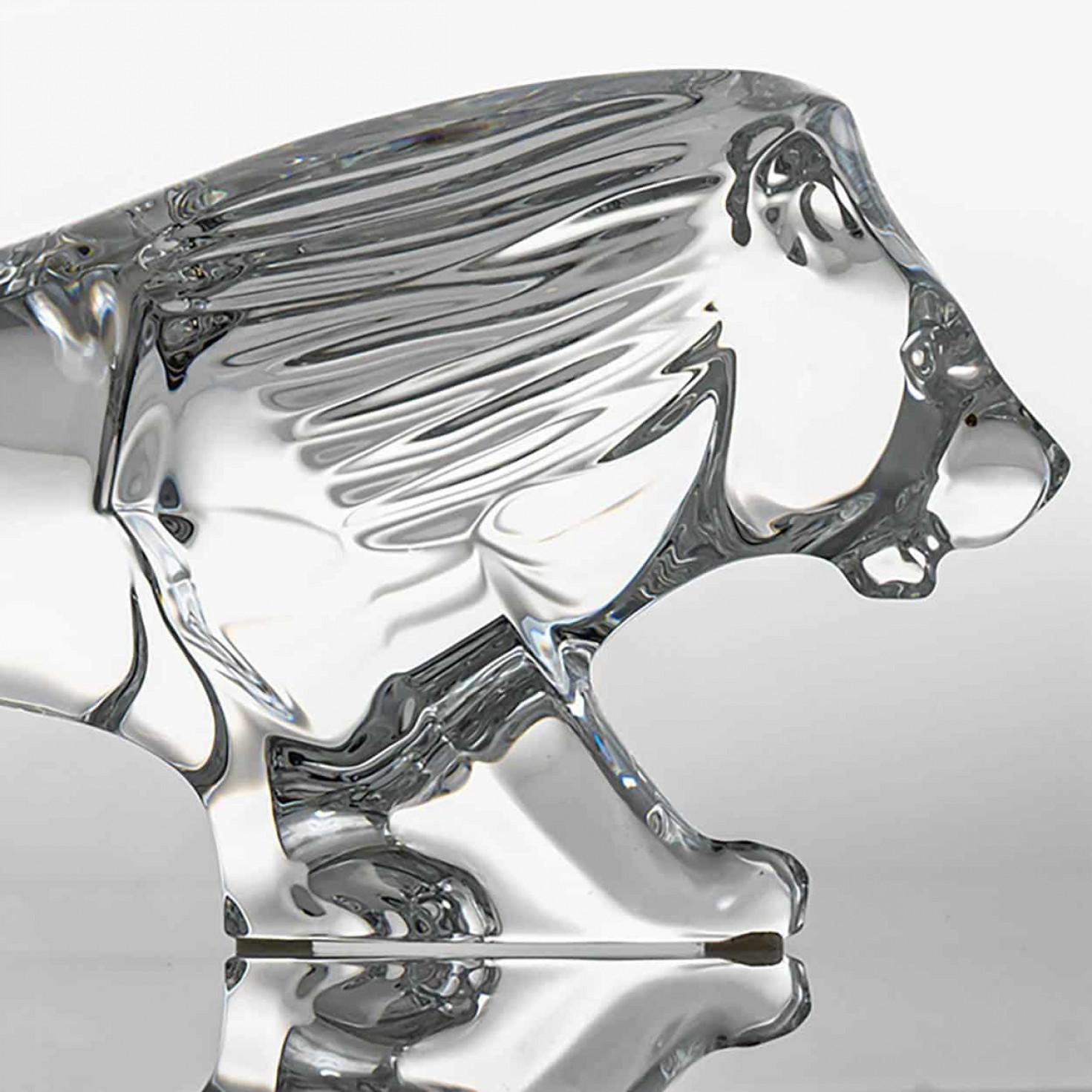 Baccarat Signed Crystal Lion Sculpture, France In Good Condition For Sale In Rijssen, NL