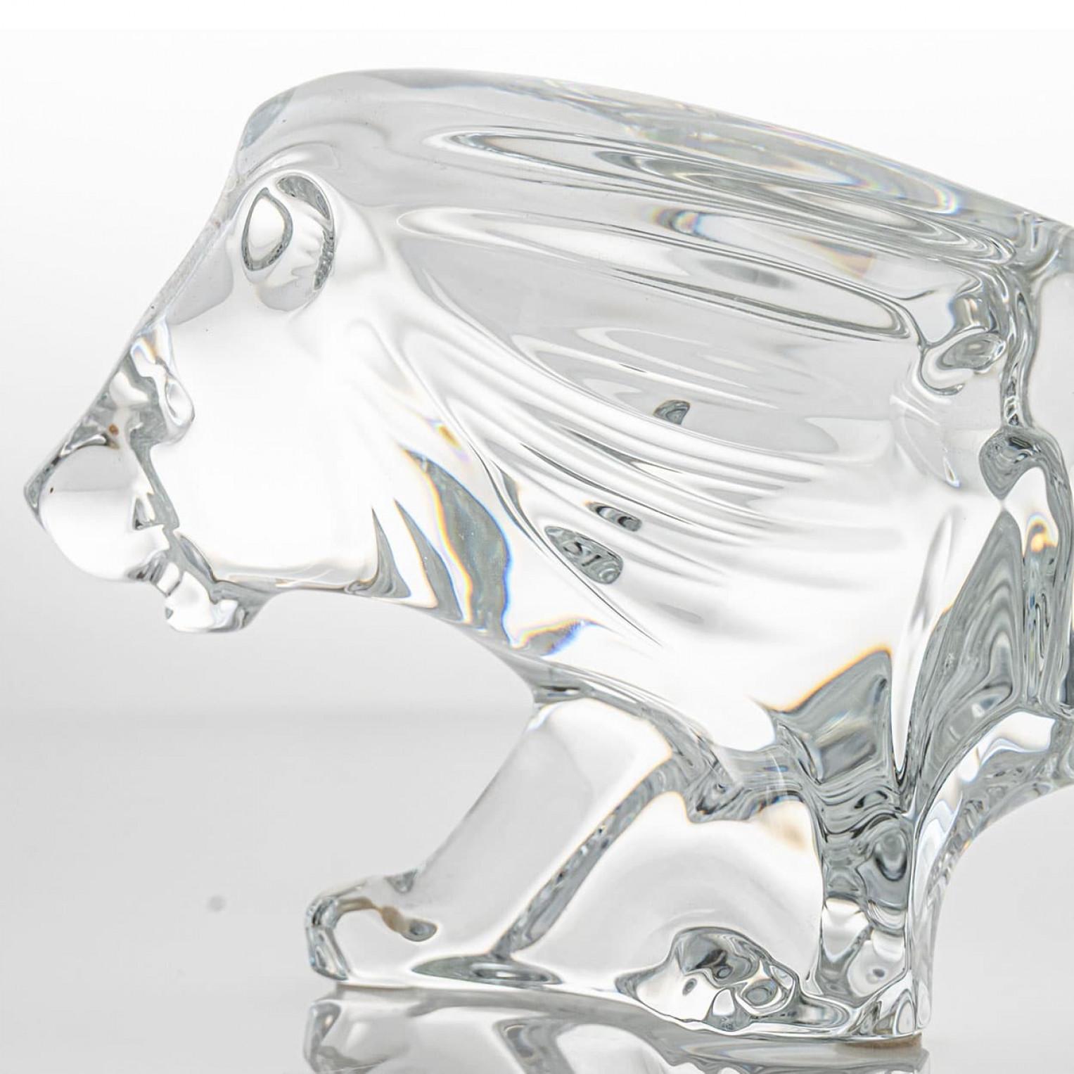 Baccarat Signed Crystal Lion Sculpture, France For Sale 1