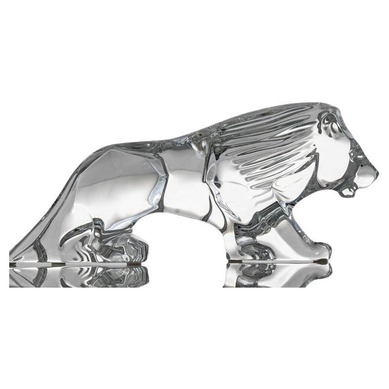 Baccarat Signed Crystal Lion Sculpture, France For Sale at 1stDibs