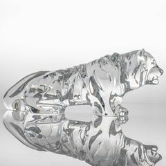 Baccarat Signed Crystal Tiger Sculpture, France