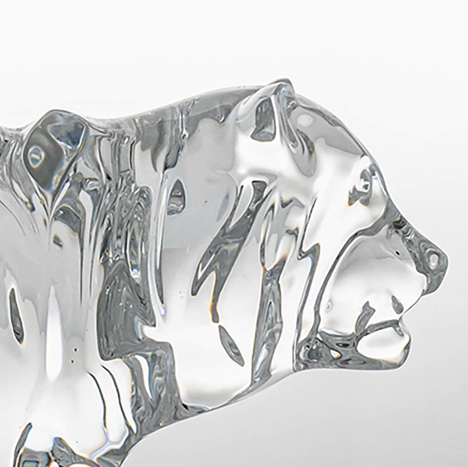 Baccarat Signed Crystal Tiger Sculpture, France In Good Condition For Sale In Rijssen, NL