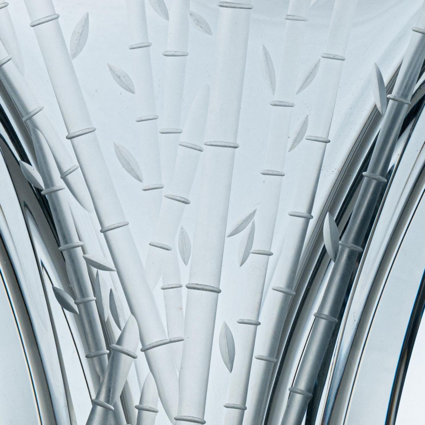 Baccarat Firmado, Equise Gran jarrón de cristal de bambú Ginkgo, Francia Moderno en venta