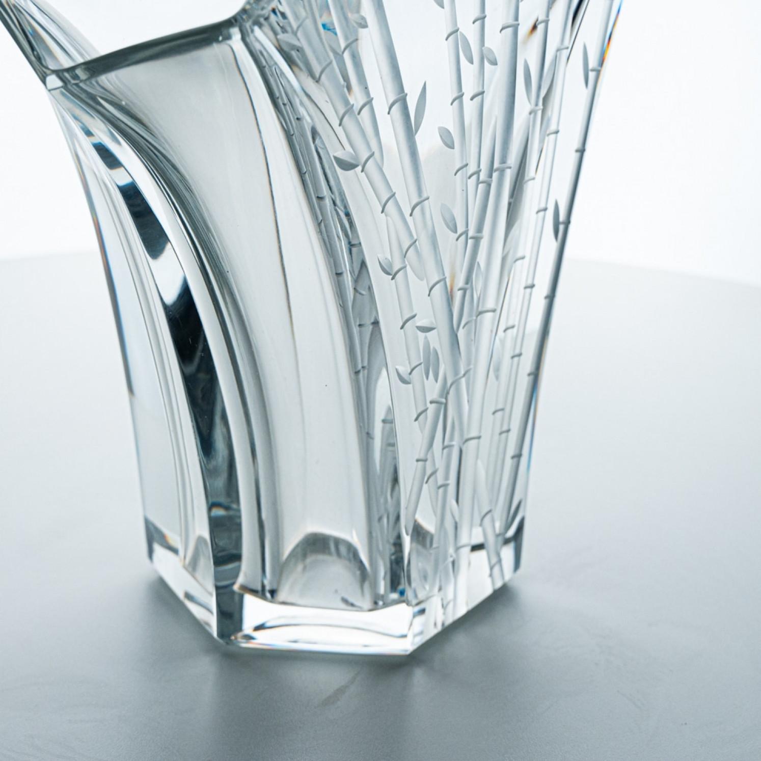 Baccarat Firmado, Equise Gran jarrón de cristal de bambú Ginkgo, Francia Otro en venta