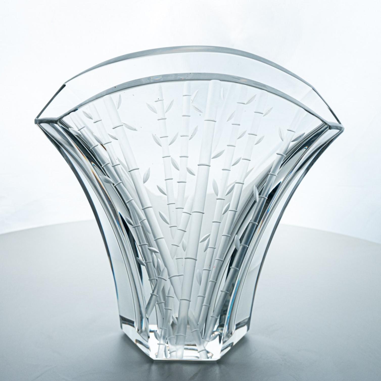 Baccarat Firmado, Equise Gran jarrón de cristal de bambú Ginkgo, Francia Siglo XXI y contemporáneo en venta