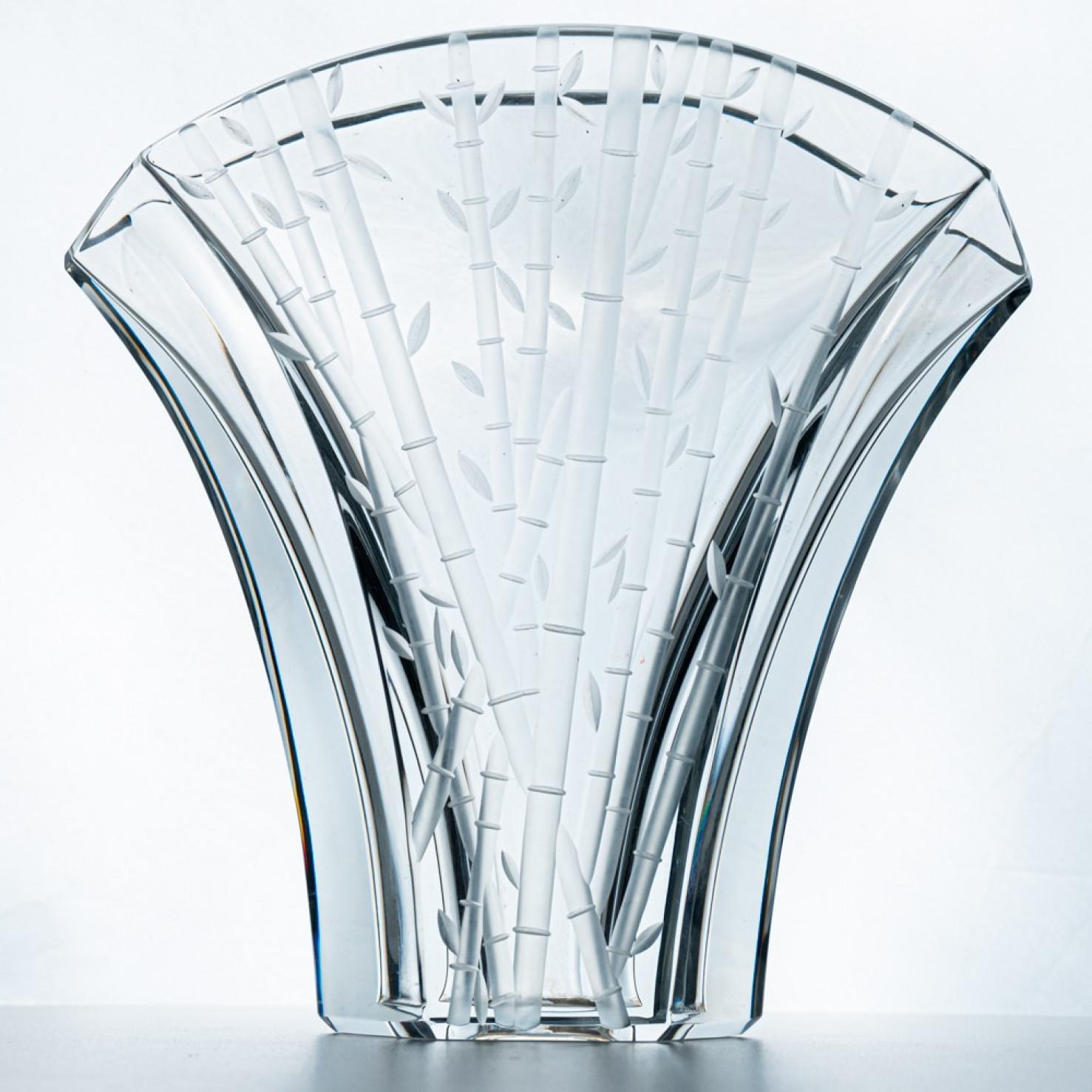 Cristallo Baccarat Firmato, Vaso di cristallo Ginkgo Bamboo Grande Equise, Francia in vendita