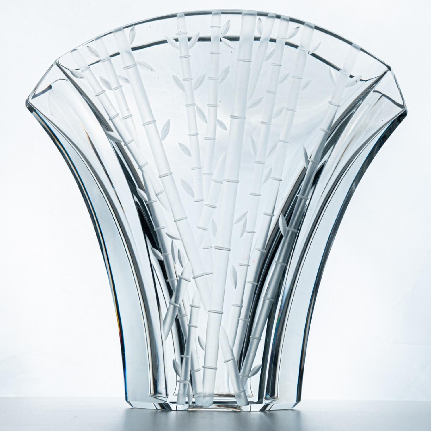 Baccarat Firmado, Equise Gran jarrón de cristal de bambú Ginkgo, Francia Cristal en venta