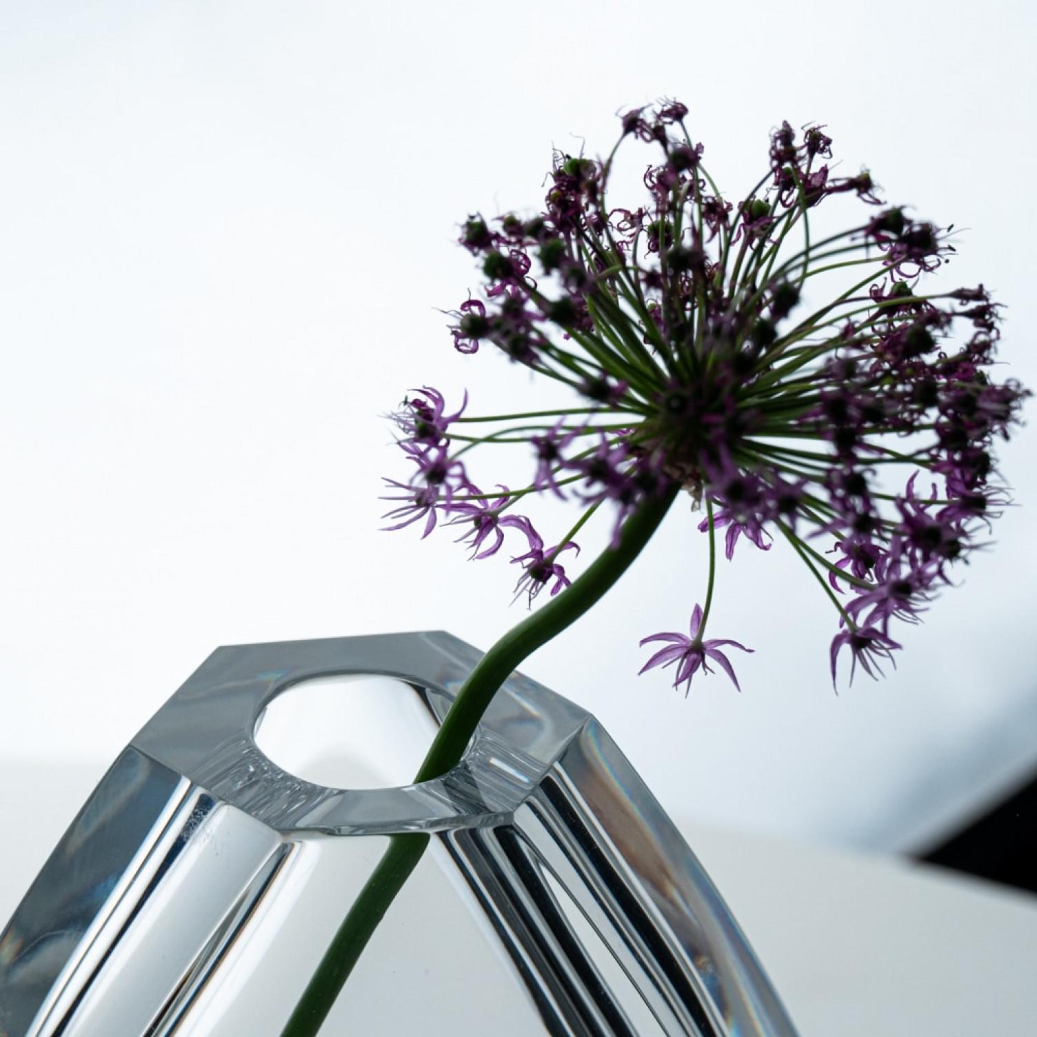 Cristallo Firmato Baccarat, Set di 2 vasi in cristallo trasparente e ametista, Francia, 1980 in vendita