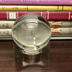 Baccarat Sirius Crystal Ball on Nickel Plate Stand by Jacques Adnet