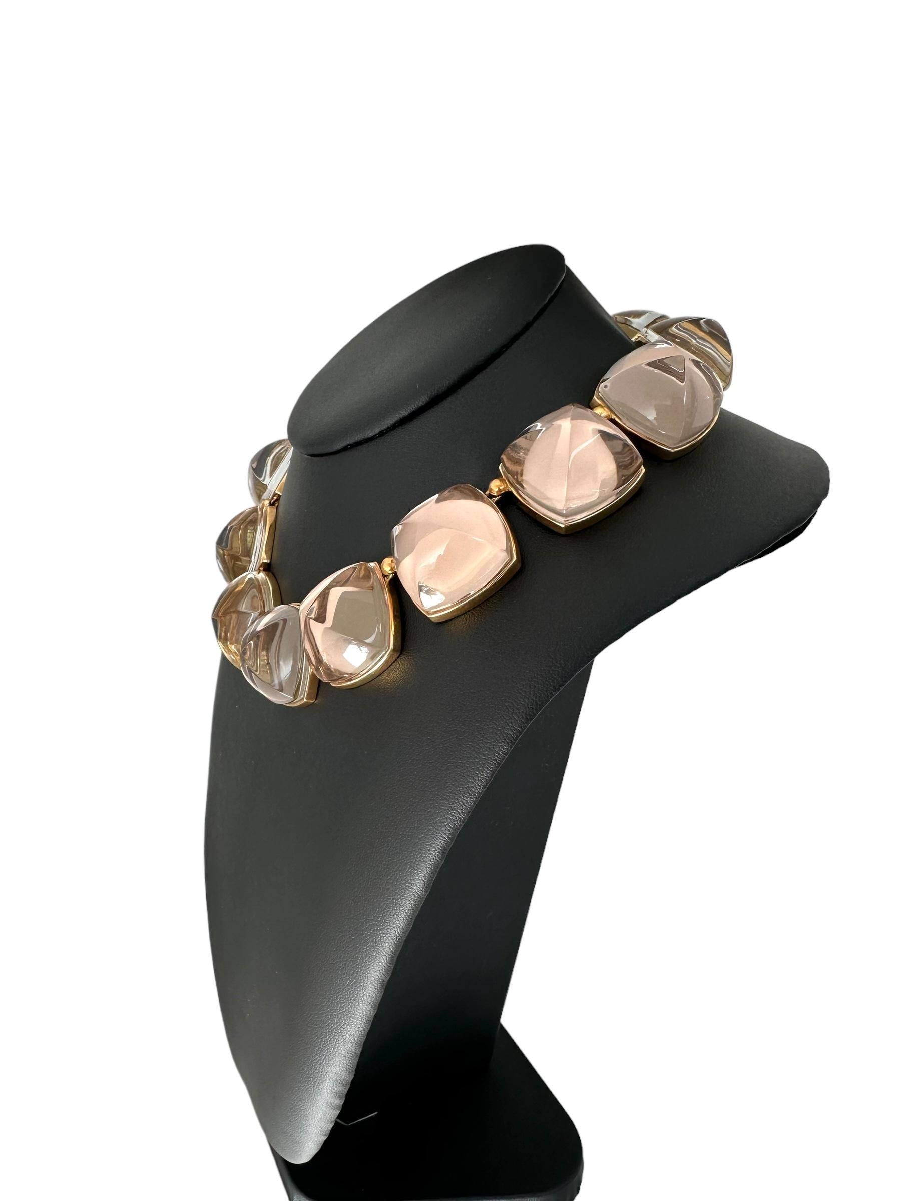 Baccarat Smoky Crystals and Yellow Gold Necklace For Sale 5