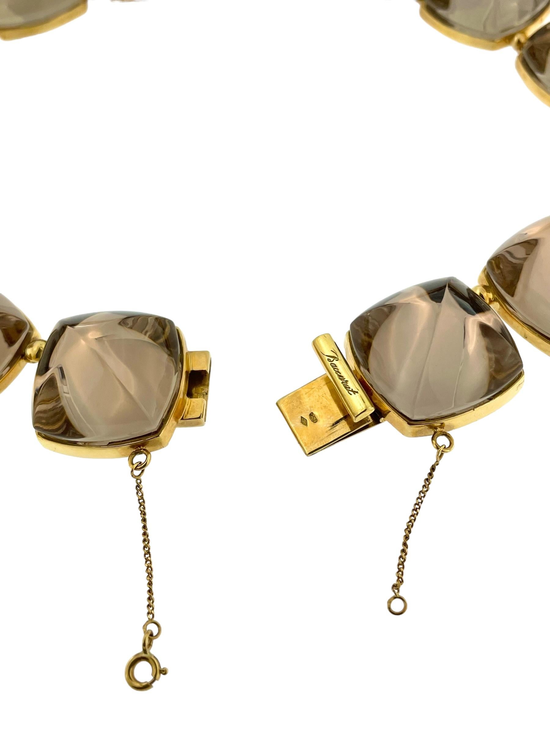 Baccarat Smoky Crystals and Yellow Gold Necklace For Sale 6