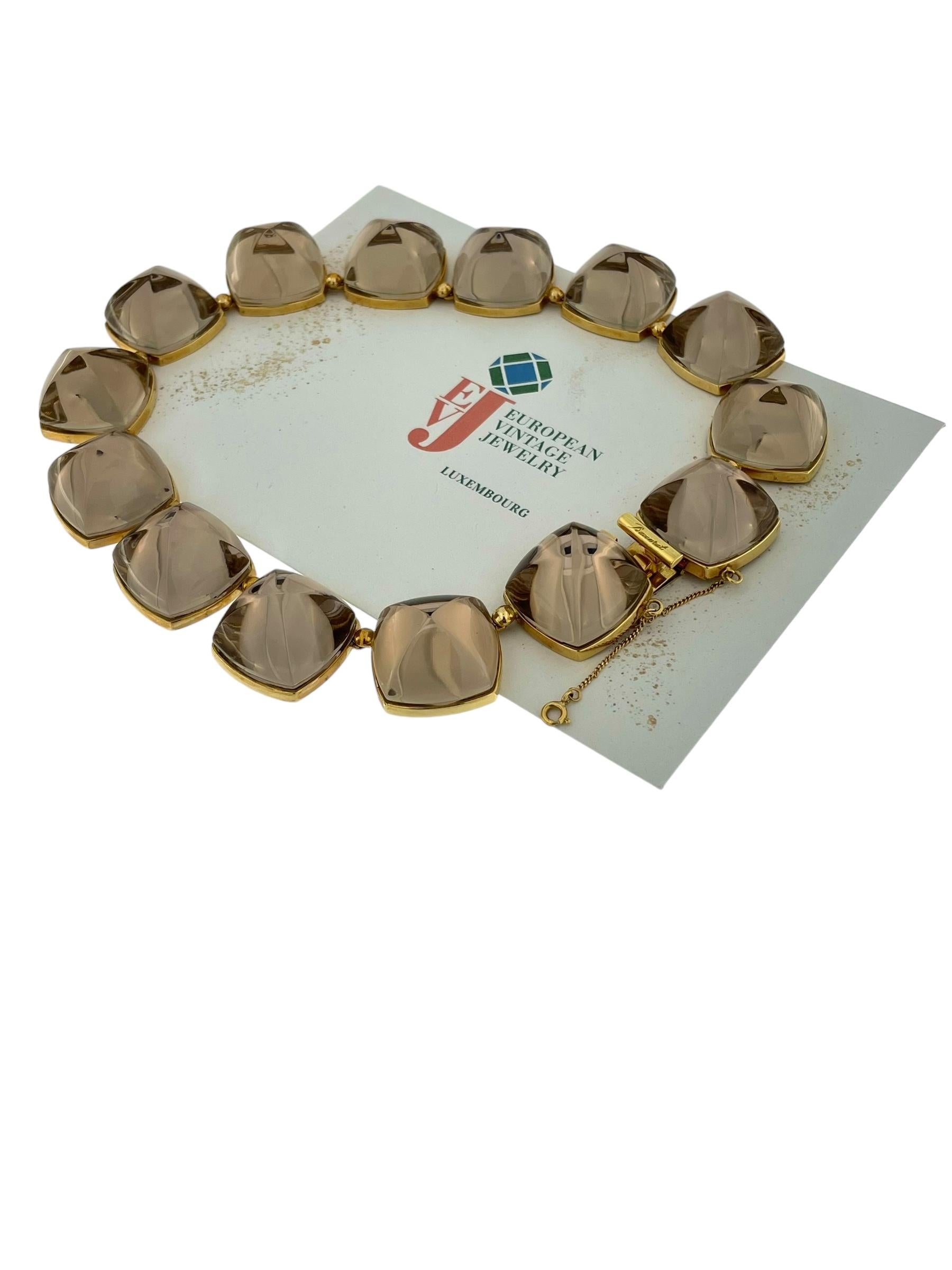 Baccarat Smoky Crystals and Yellow Gold Necklace For Sale 8