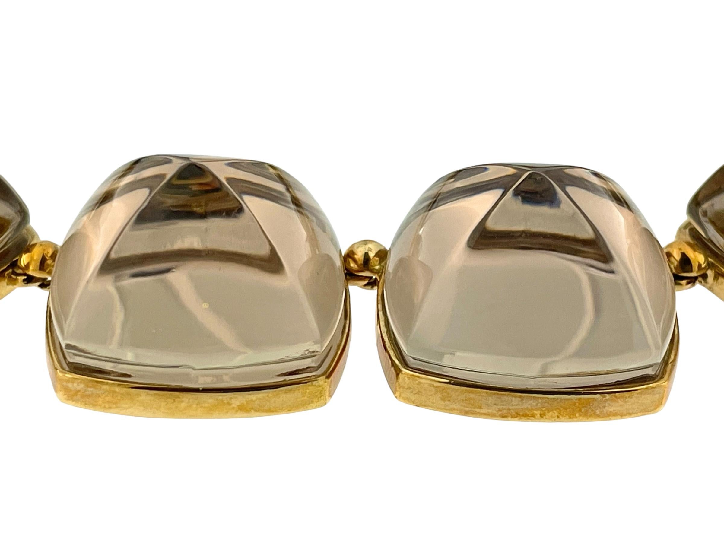 Baccarat Smoky Crystals and Yellow Gold Necklace For Sale 1