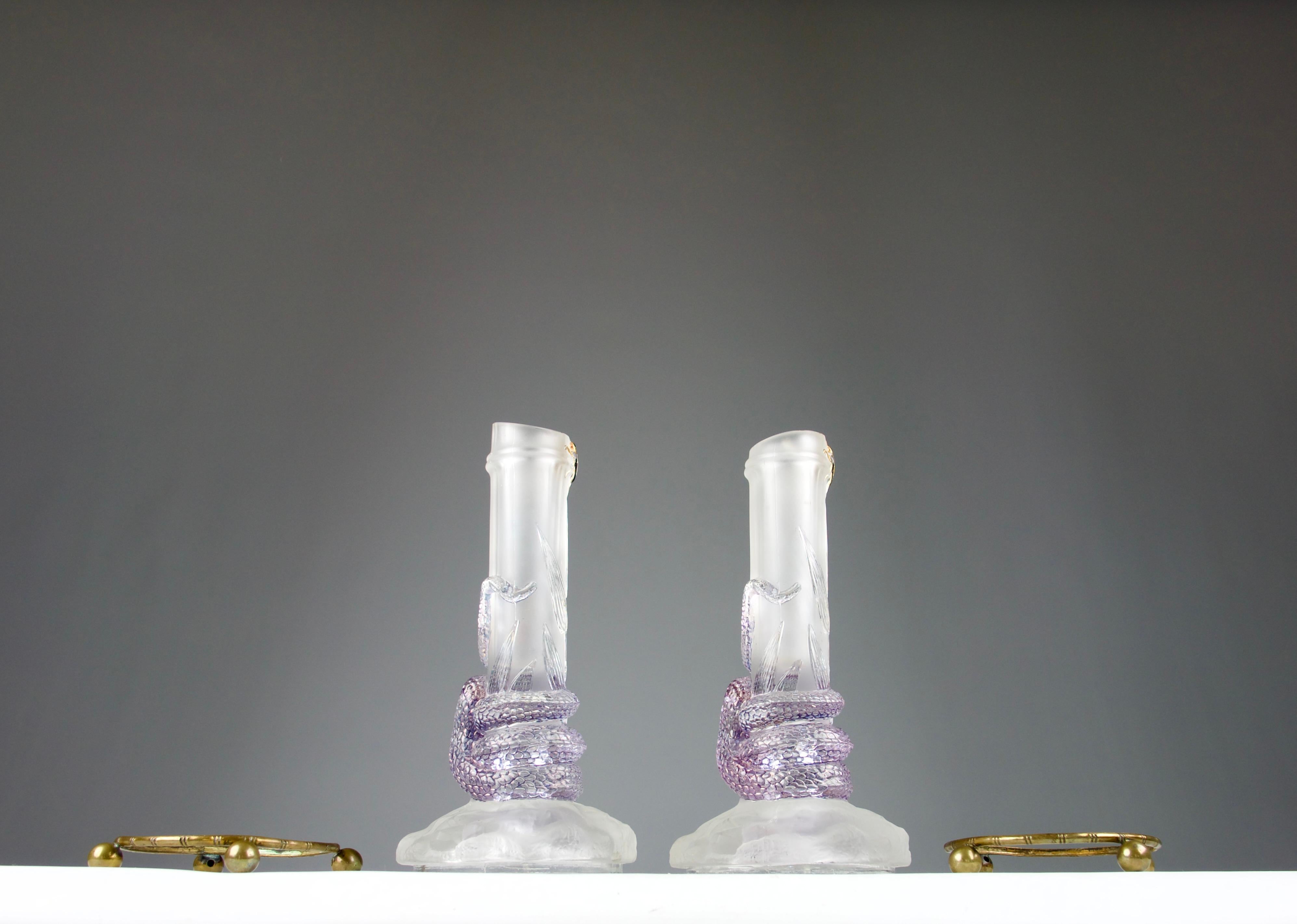 Baccarat, Vaso con serpente e scarabeo Soliflores, Art Nouveau francese Fine 1800 in vendita 5
