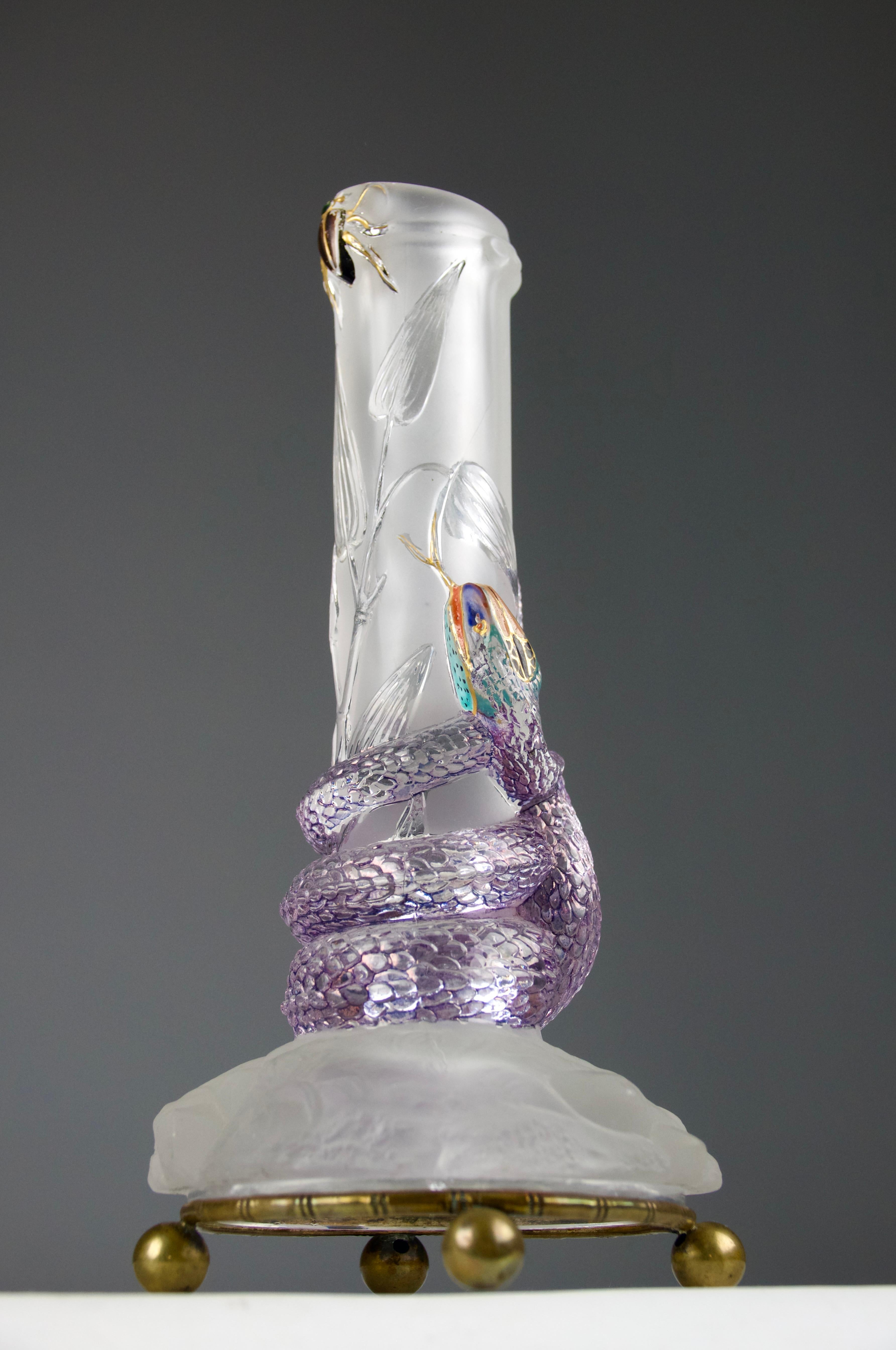 Baccarat, Vaso con serpente e scarabeo Soliflores, Art Nouveau francese Fine 1800 in vendita 2