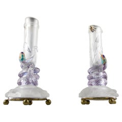 Baccarat, Soliflore Snake and Beetle Vase, French Art Nouveau Late 1800s