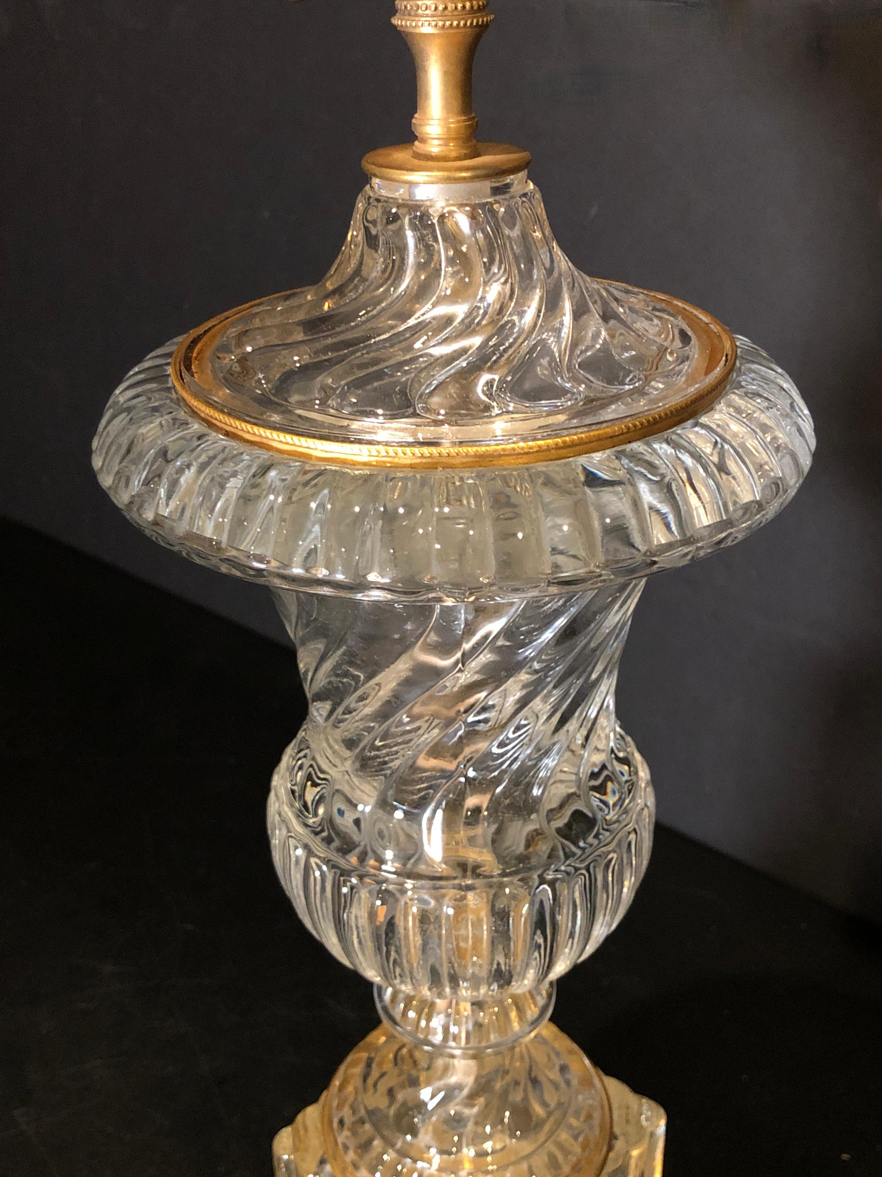 Neoclassical Baccarat Spiral Urn Form Table Lamp For Sale