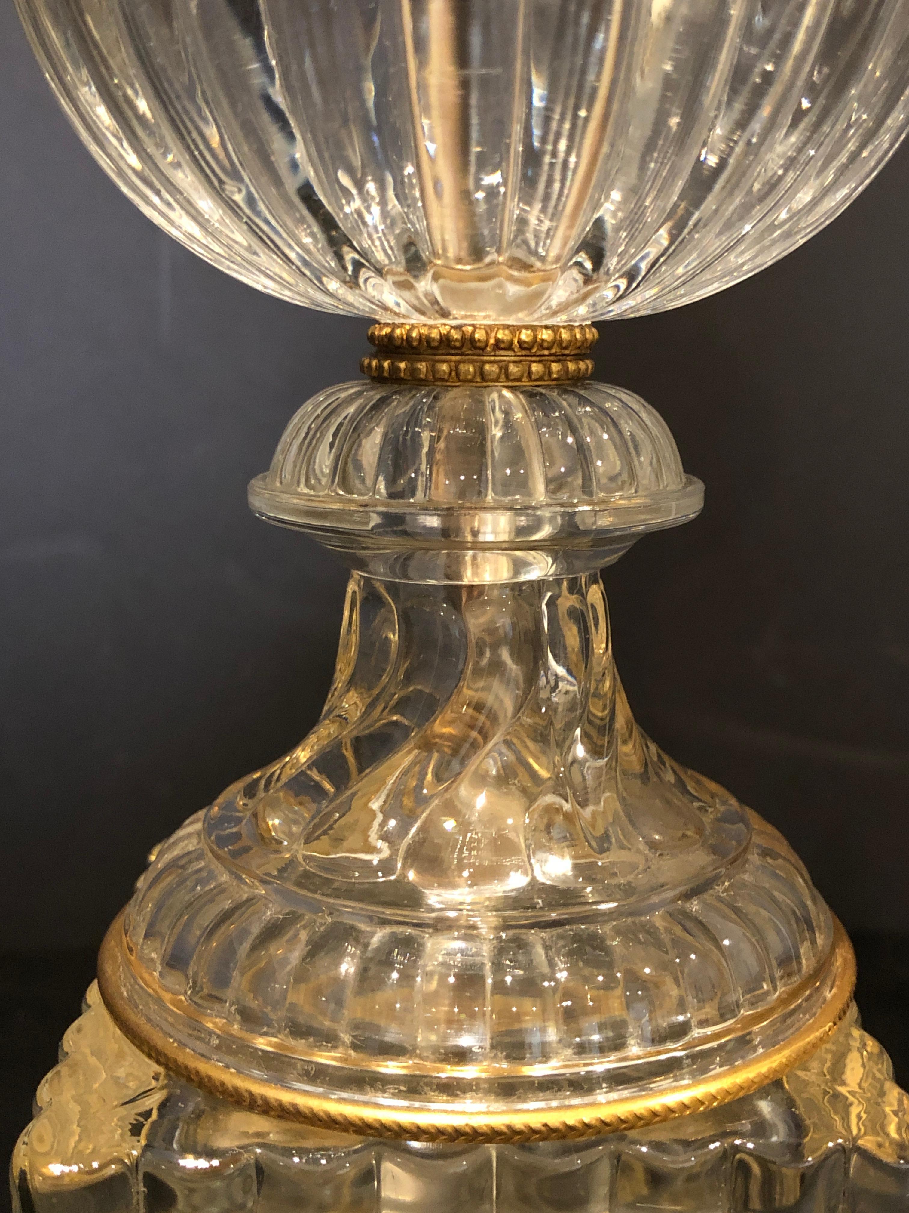 Gilt Baccarat Spiral Urn Form Table Lamp For Sale
