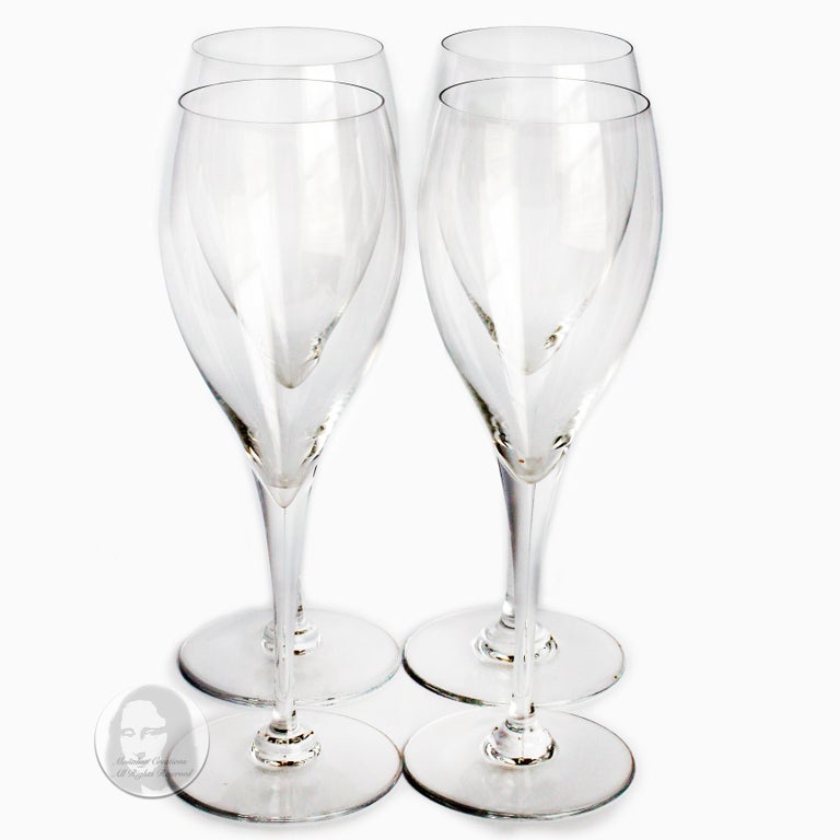 Baccarat St. Remy Champagne Flutes Tulips Barware Set of 4 Crystal