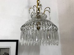 Baccarat Stamped, Crystal Lantern or Pendant Light, circa 1950, Made in France
