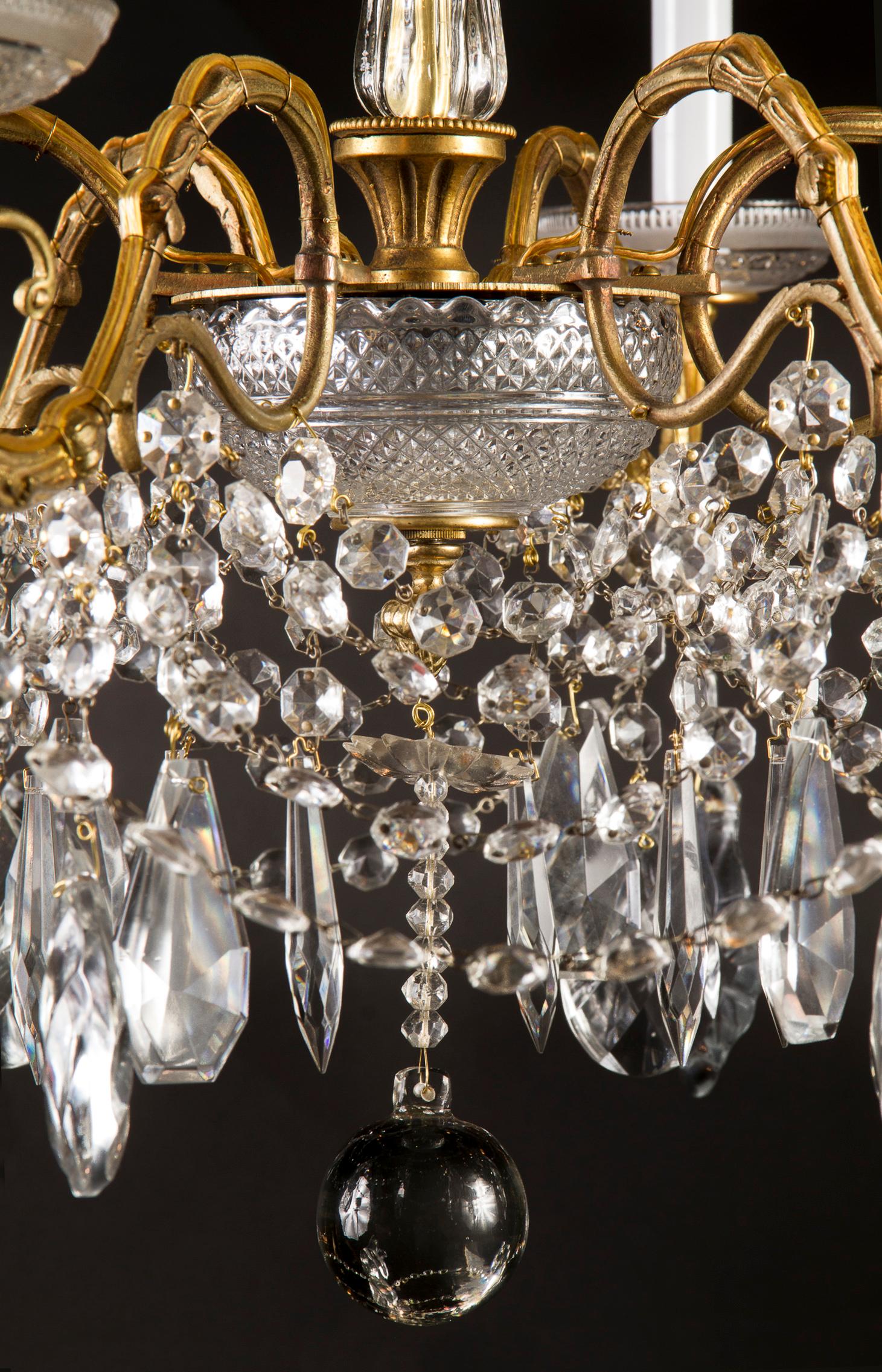 Baccarat Stamped Louis XVI Bronze and Crystal Chandelier, French 19th Century  For Sale 5