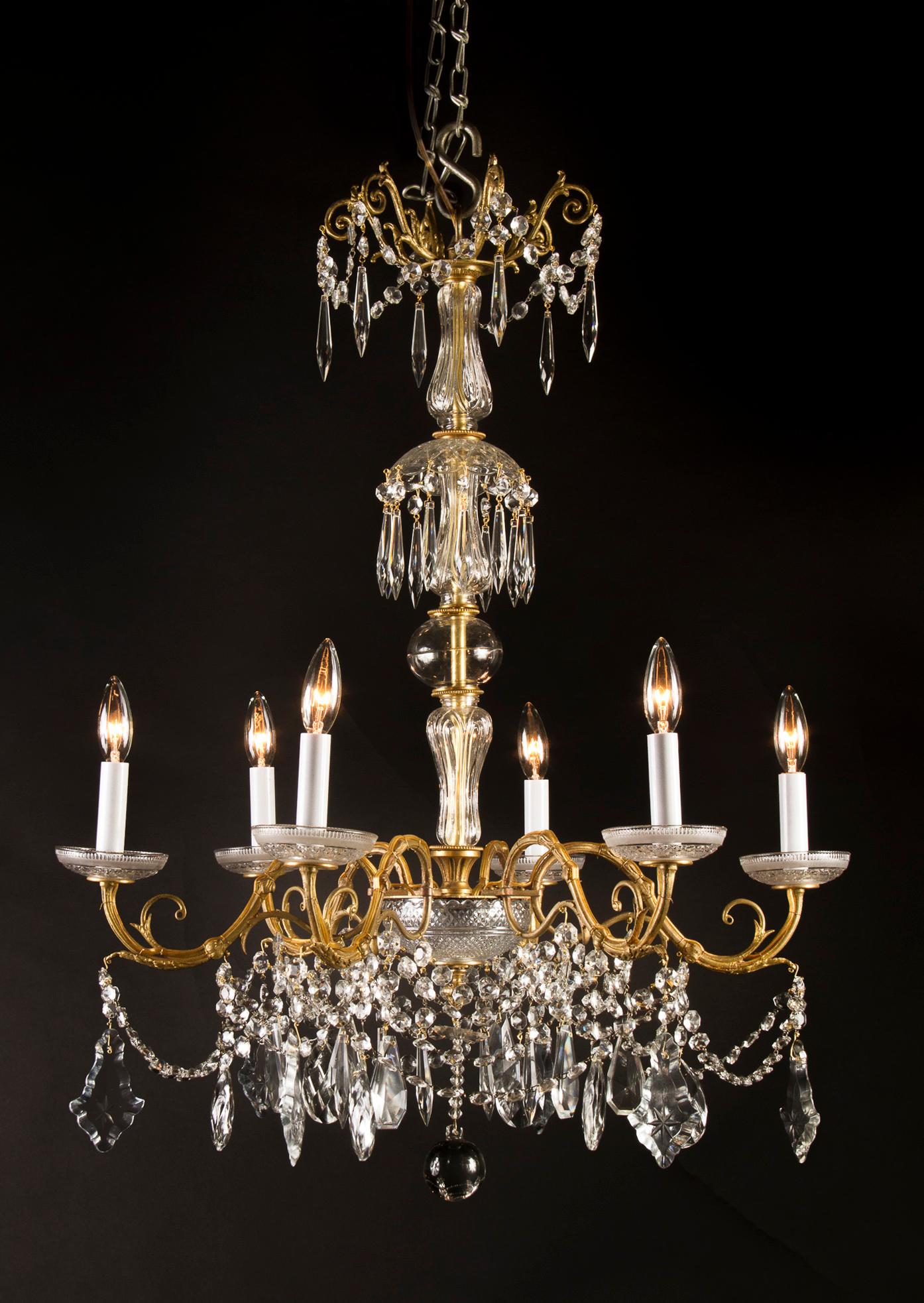 Baccarat Stamped Louis XVI Bronze and Crystal Chandelier, French 19th Century  For Sale 6