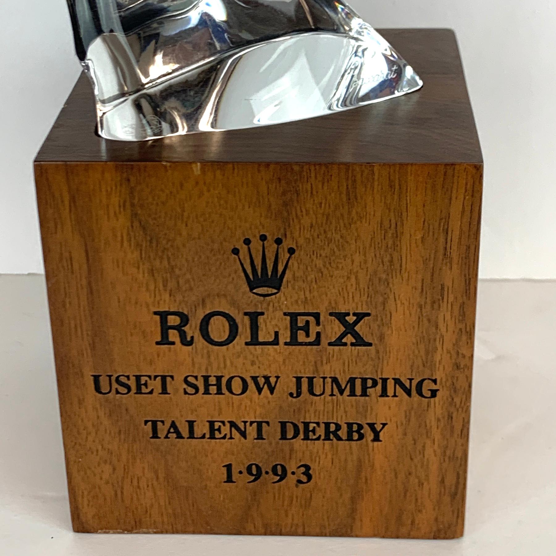 Modern Baccarat Standing Horse Trophy Rolex USET Show Jumping Talent Derby, 1993