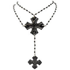 Baccarat Sterling and Full Lead Crystal Maltese Cross Necklace