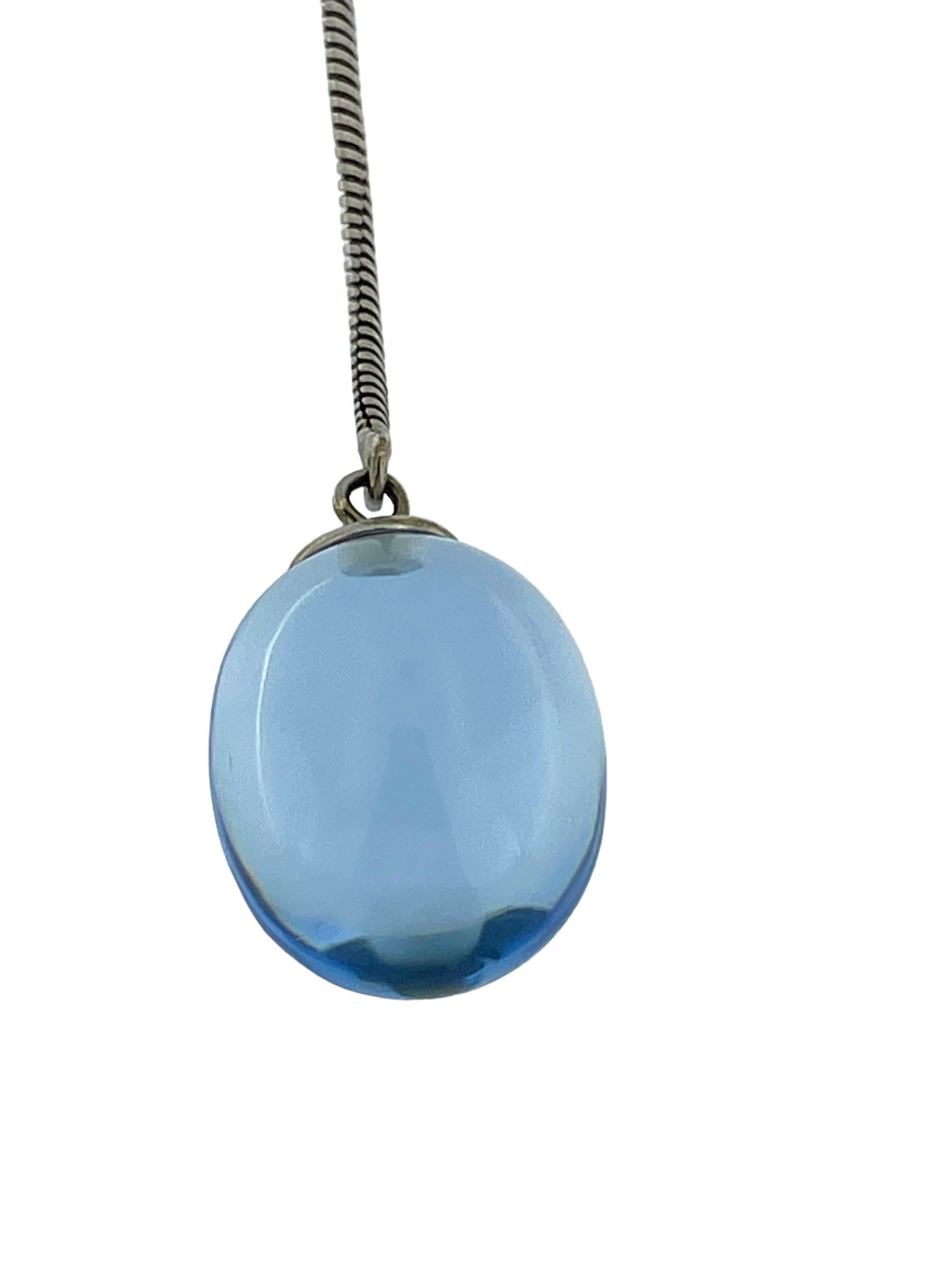 Baccarat Sterlingsilber-Tropfen-Halskette mit blauem Kristall im Angebot 1