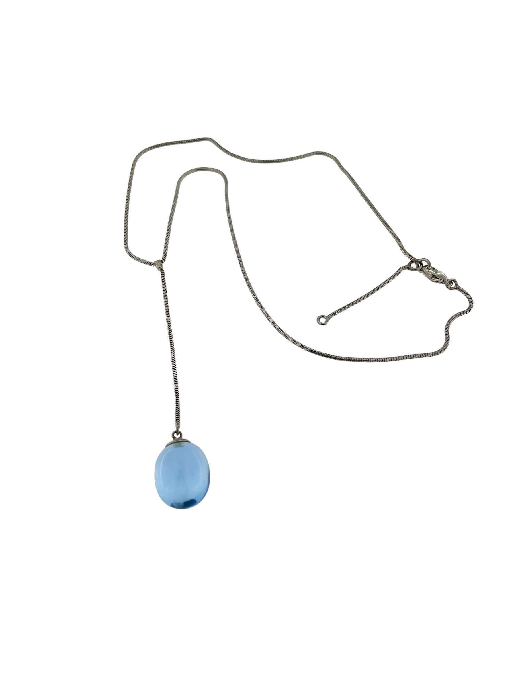 Baccarat Sterlingsilber-Tropfen-Halskette mit blauem Kristall im Angebot 2