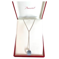 Baccarat Sterlingsilber-Tropfen-Halskette mit blauem Kristall