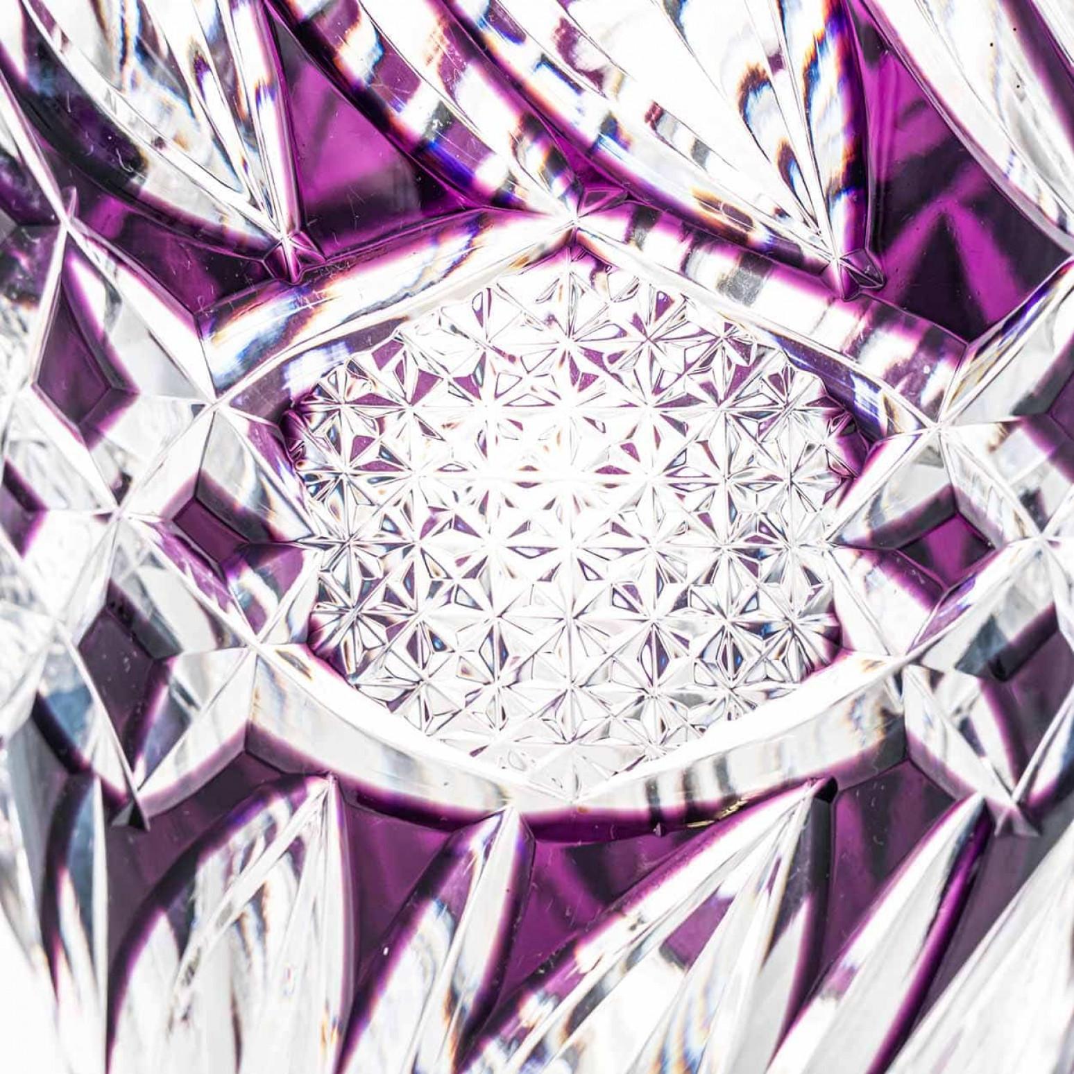 French Baccarat Structured Amethyst and Clear Crystal Vase, France For Sale