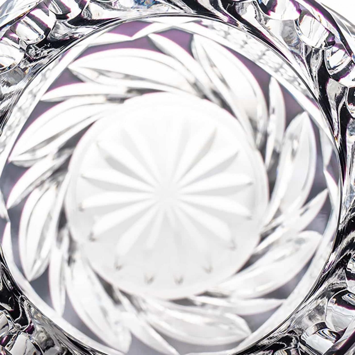 Fatto a mano Vaso di cristallo trasparente e ametista strutturato Baccarat, Francia in vendita