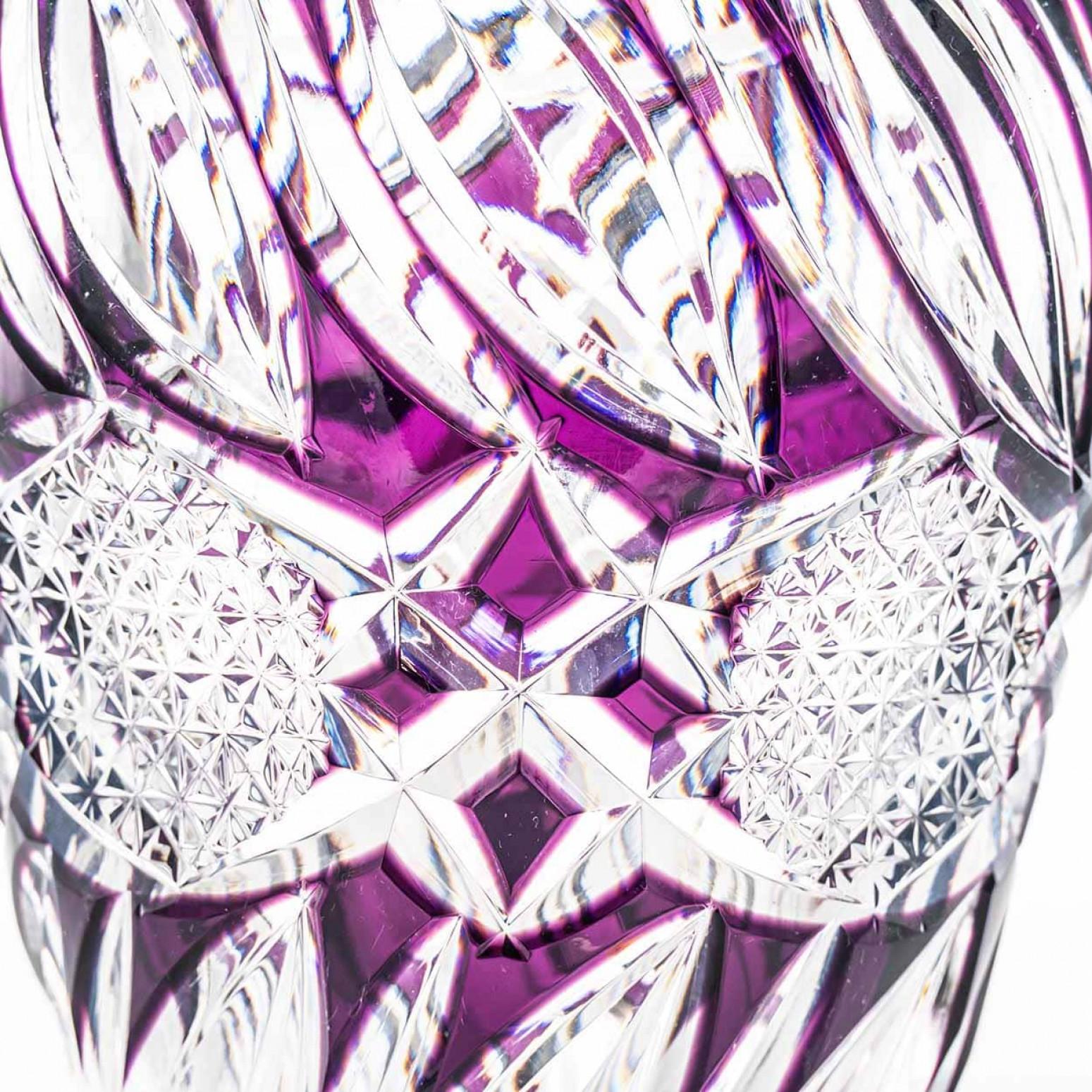 Baccarat Structured Amethyst and Clear Crystal Vase, France In Good Condition For Sale In Rijssen, NL