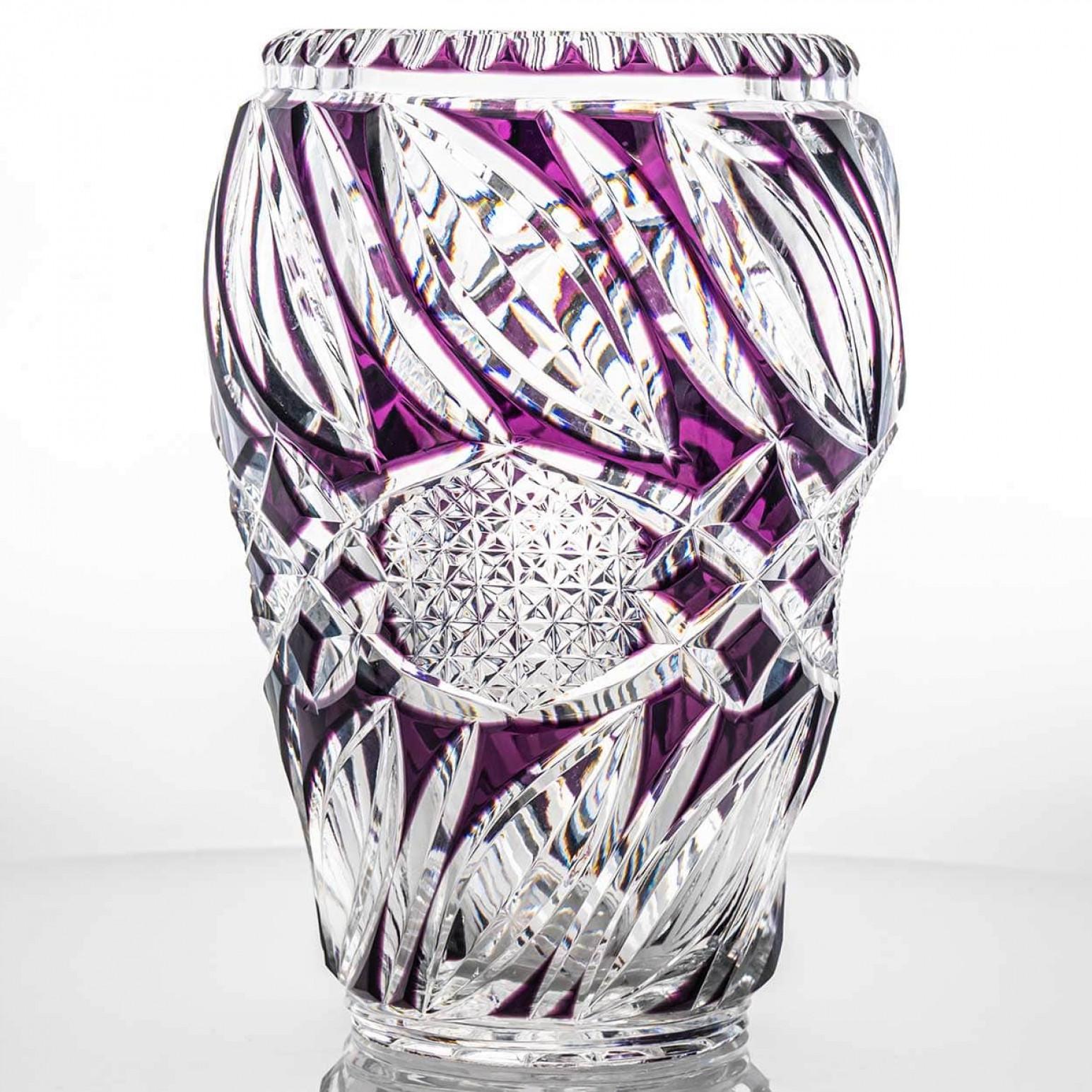 Vaso di cristallo trasparente e ametista strutturato Baccarat, Francia in vendita 1