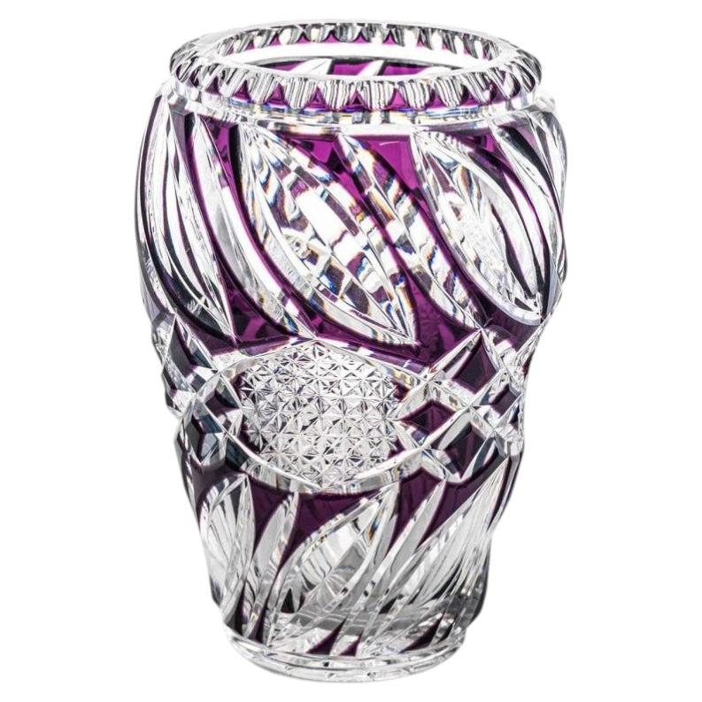 Baccarat Structured Amethyst and Clear Crystal Vase, France