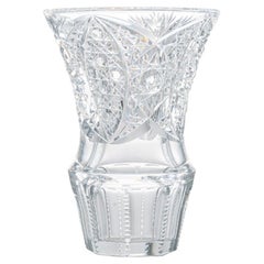 Vaso di cristallo trasparente strutturato di Baccarat, Francia