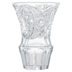 Vaso di cristallo trasparente strutturato di Baccarat, Francia