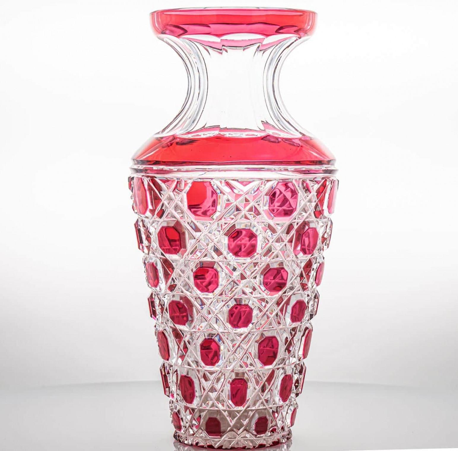 Francese Vaso in cristallo trasparente e ibisco strutturato Baccarat, Francia in vendita