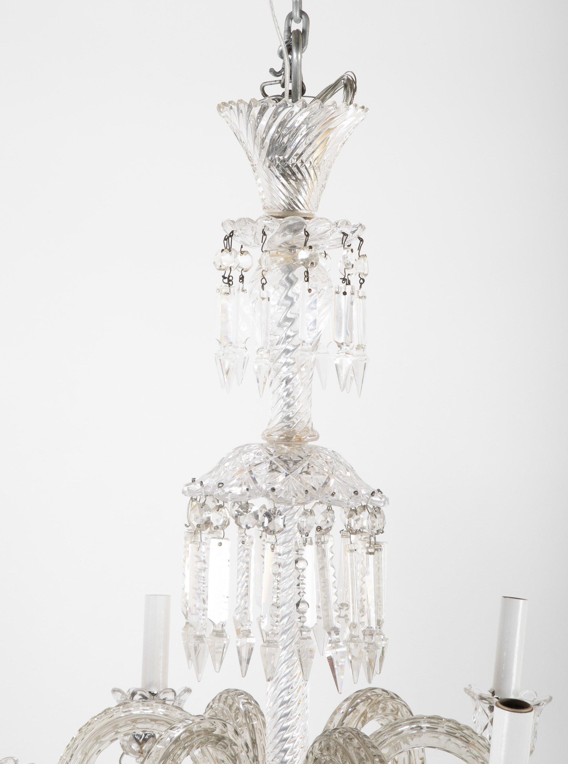 European Baccarat Style 6-Arm Crystal Chandelier