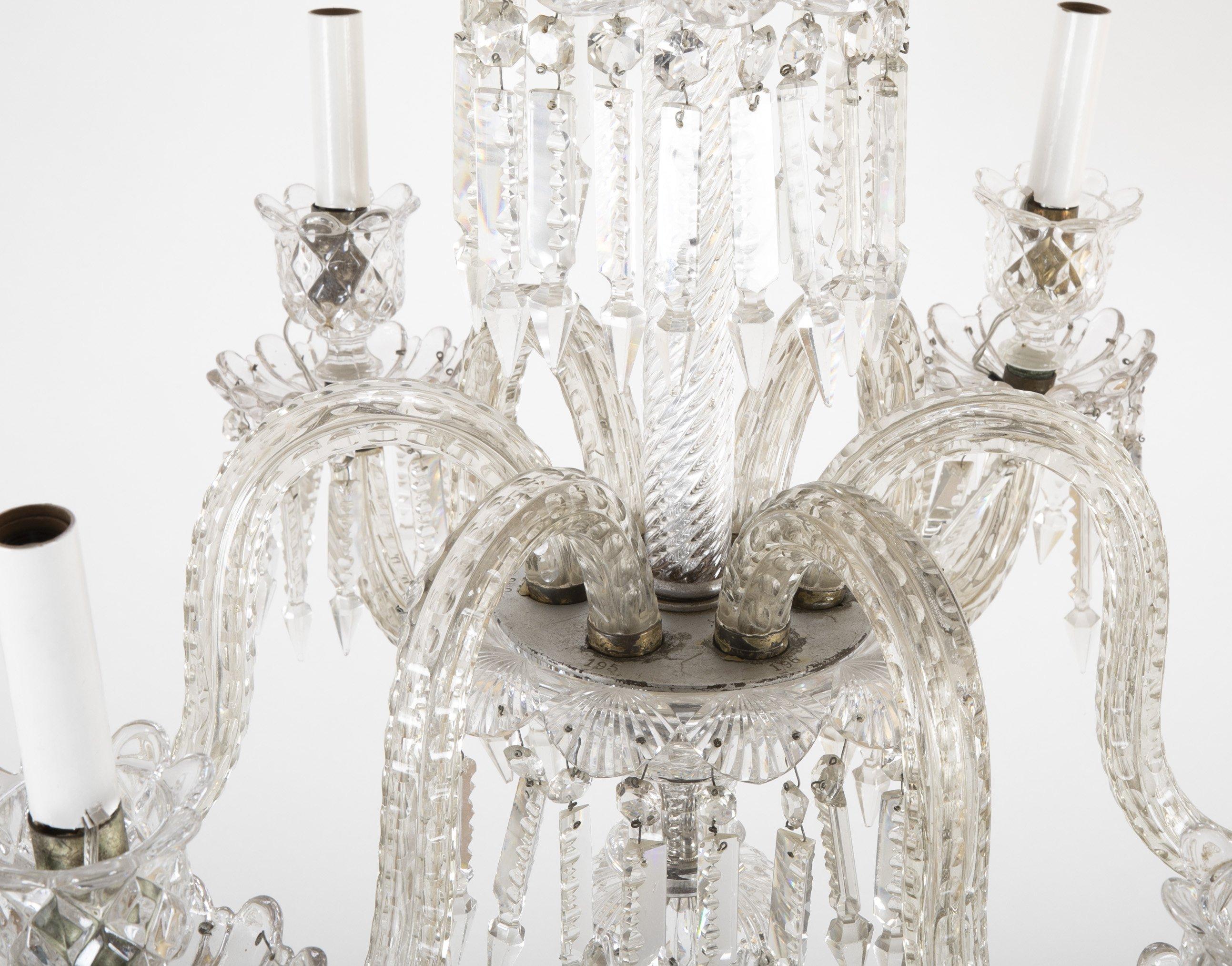 Glass Baccarat Style 6-Arm Crystal Chandelier
