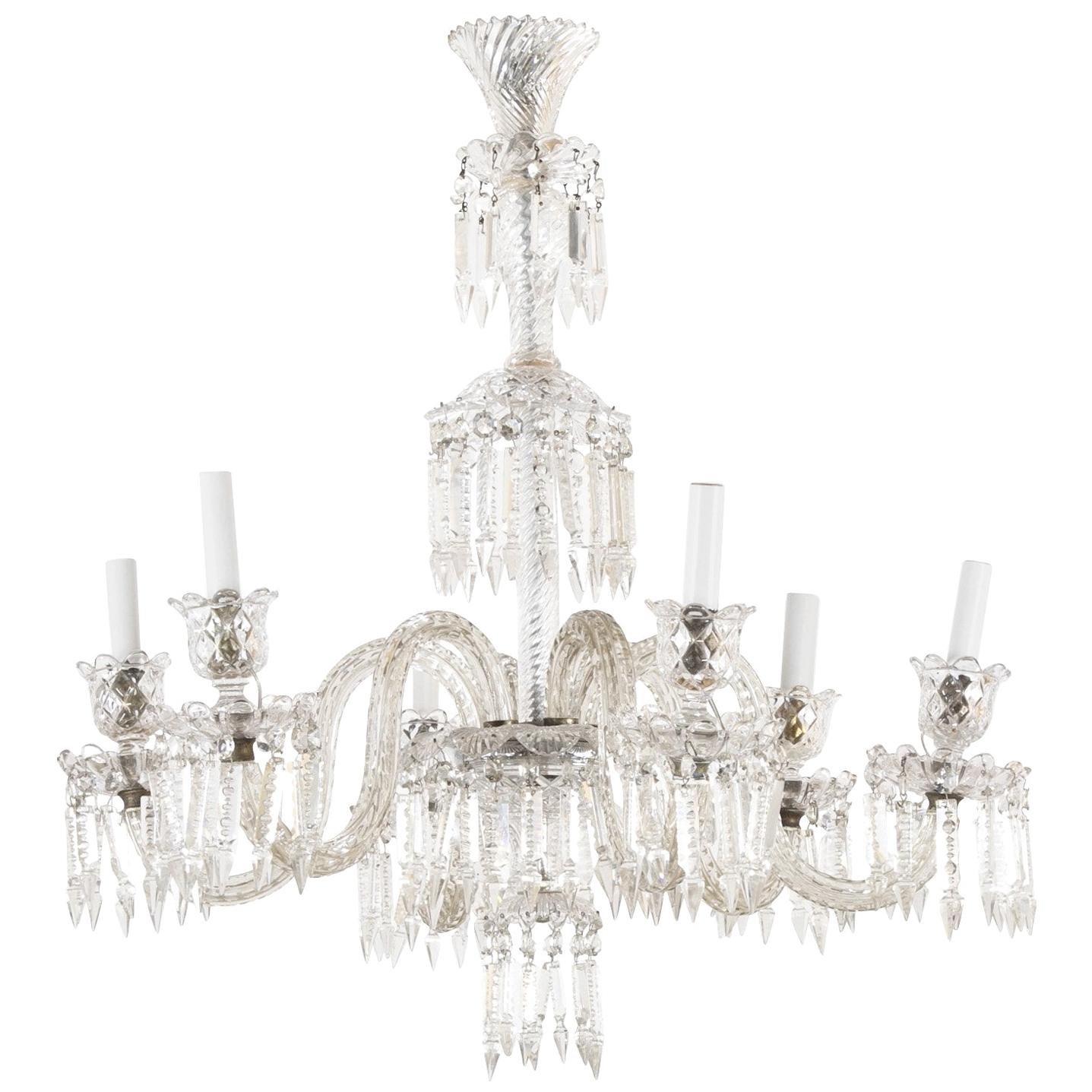 Baccarat Style 6-Arm Crystal Chandelier