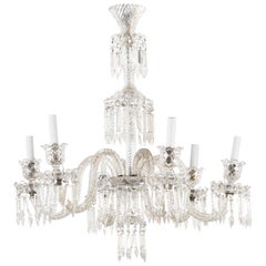 Vintage Baccarat Style 6-Arm Crystal Chandelier