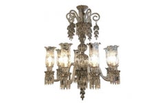 Baccarat Style Bohemian Eight-Light Platinum Chandelier, 21st Century