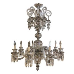 Baccarat Style Bohemian Eight-Light Platinum Chandelier, 21st Century