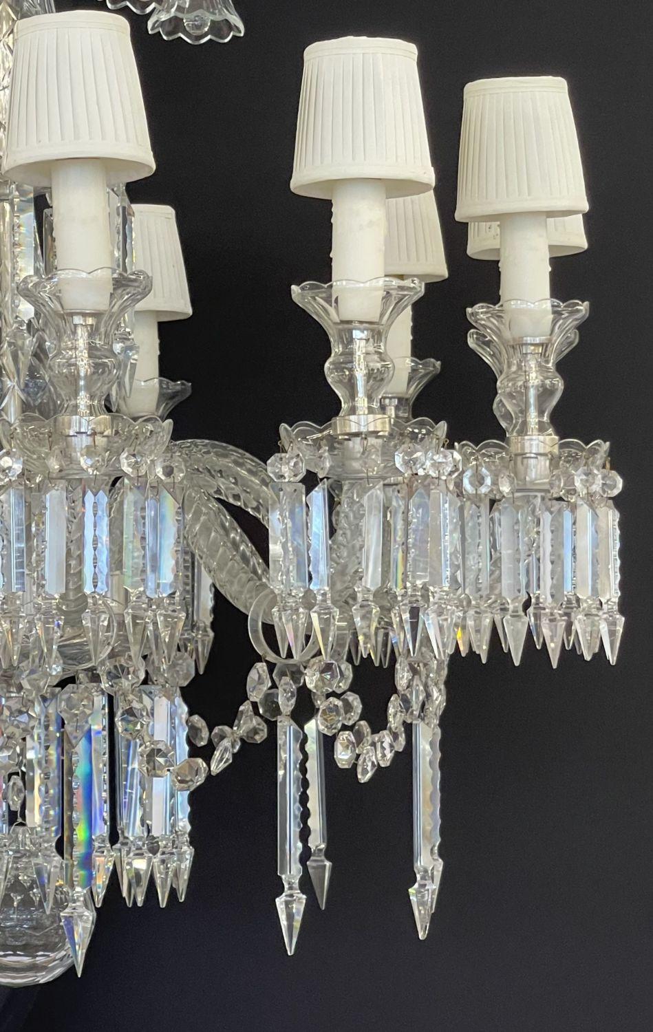 Baccarat Style Chandelier, Crystal, 12 Light, Hollywood Regency, Monumental For Sale 9